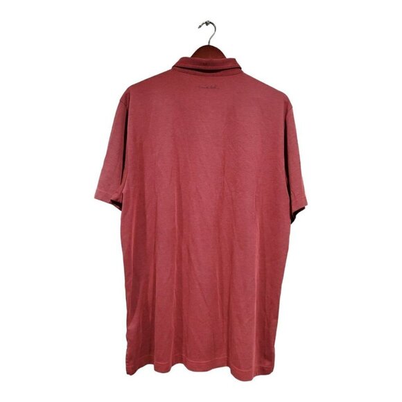 Travis Mathew Polo Shirt Mens XL Burgundy Red Chambray Golf Casual Short Sleeve - Picture 2 of 13